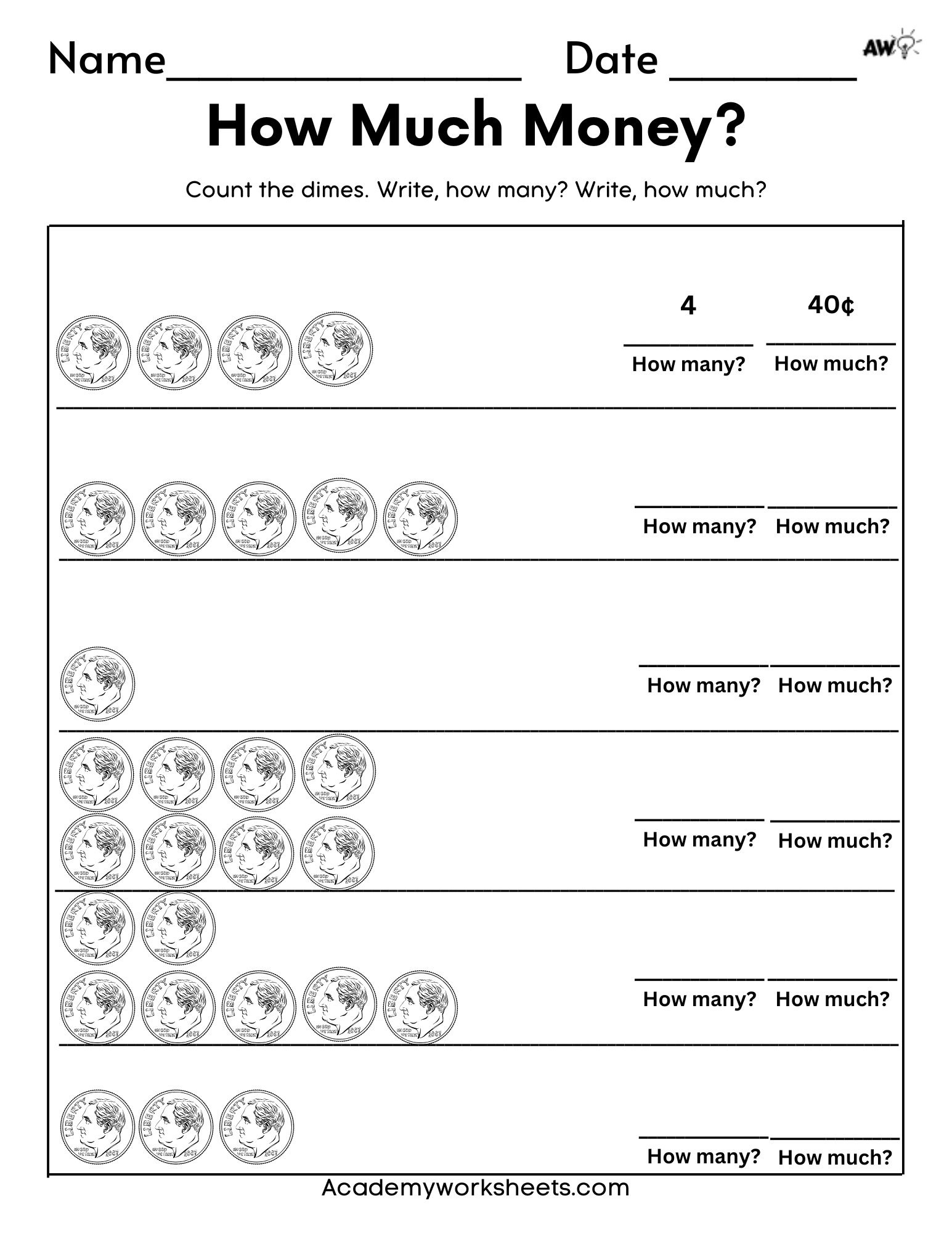 Free Printable Money Counting Worksheets