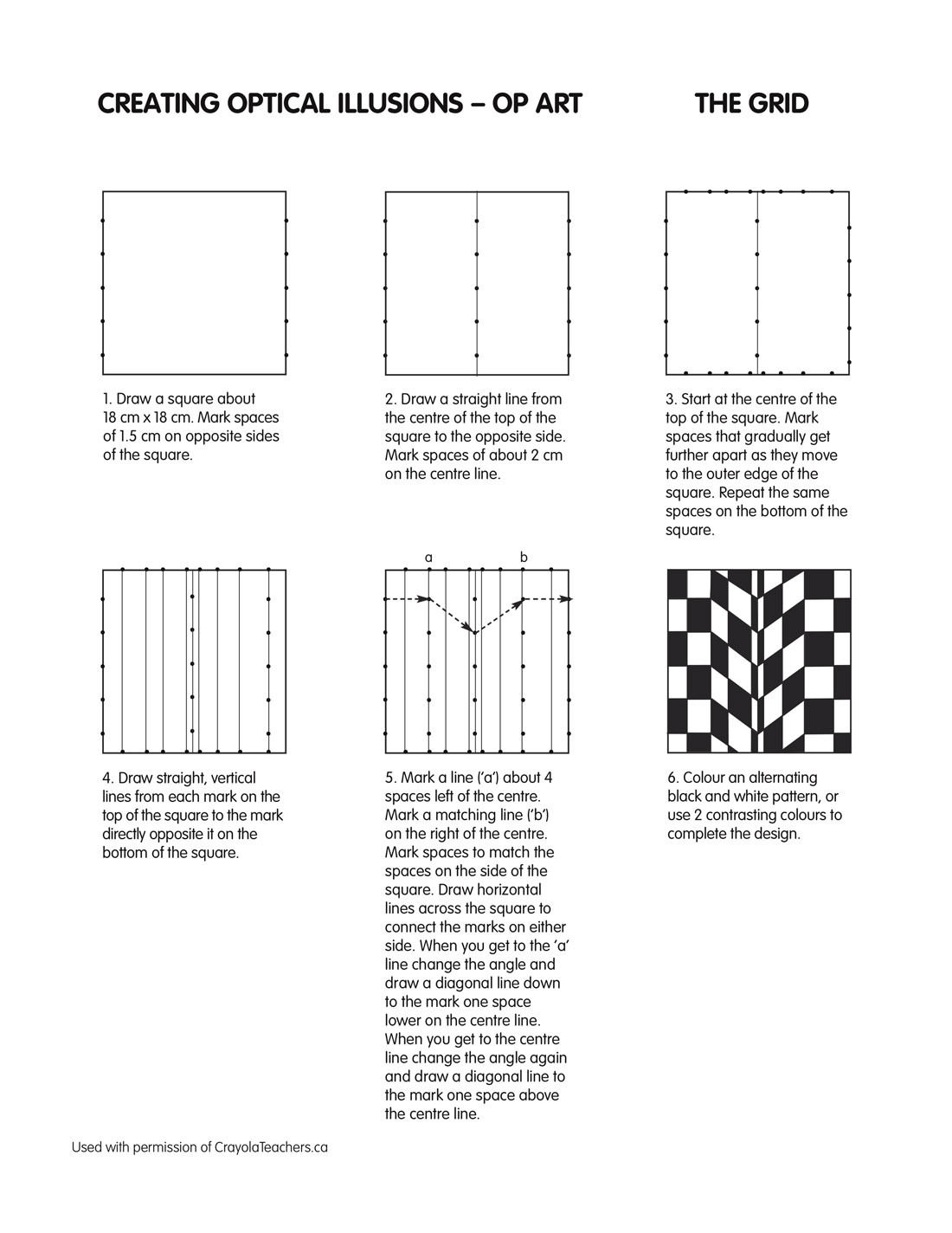 Crayola Canada Worksheets Optical Illusions Grid