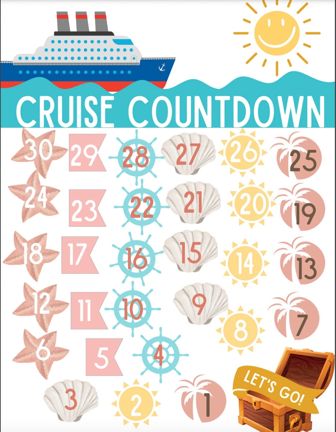 Cruise Countdown 30 Day Family Trip Planner digital Download Etsy