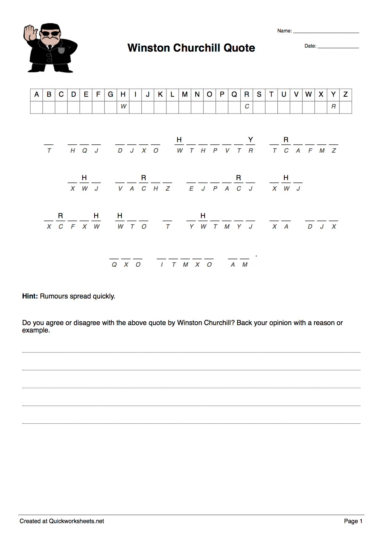Cryptogram Puzzle Worksheet Maker