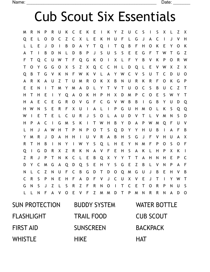 Cub Scouts Word Search WordMint