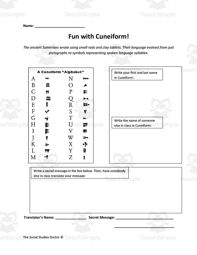 Cuneiform And The Code Of Hammurabi Ancient History Worksheets Worksheets Library