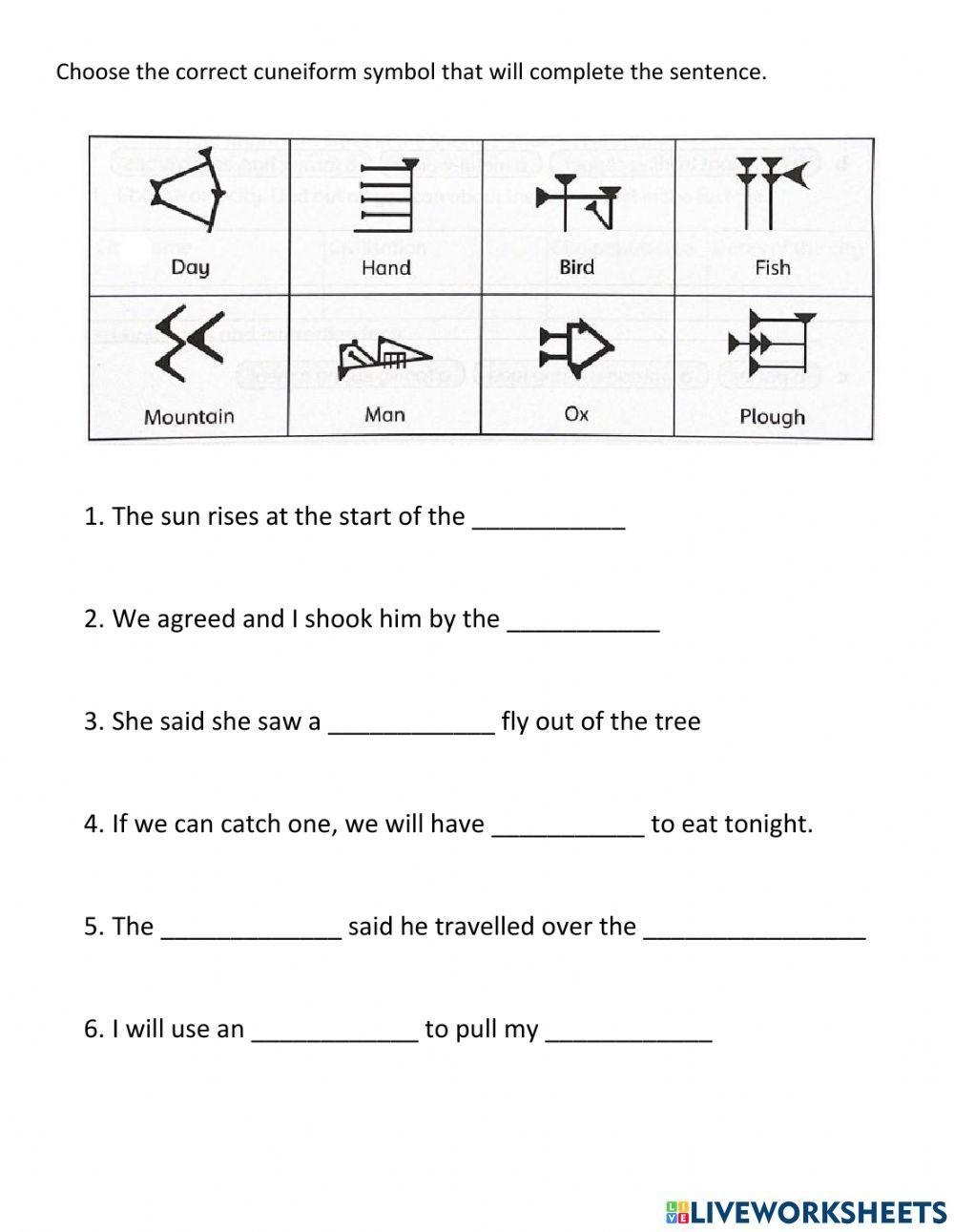 Cuneifrom Worksheet Live Worksheets Worksheets Library