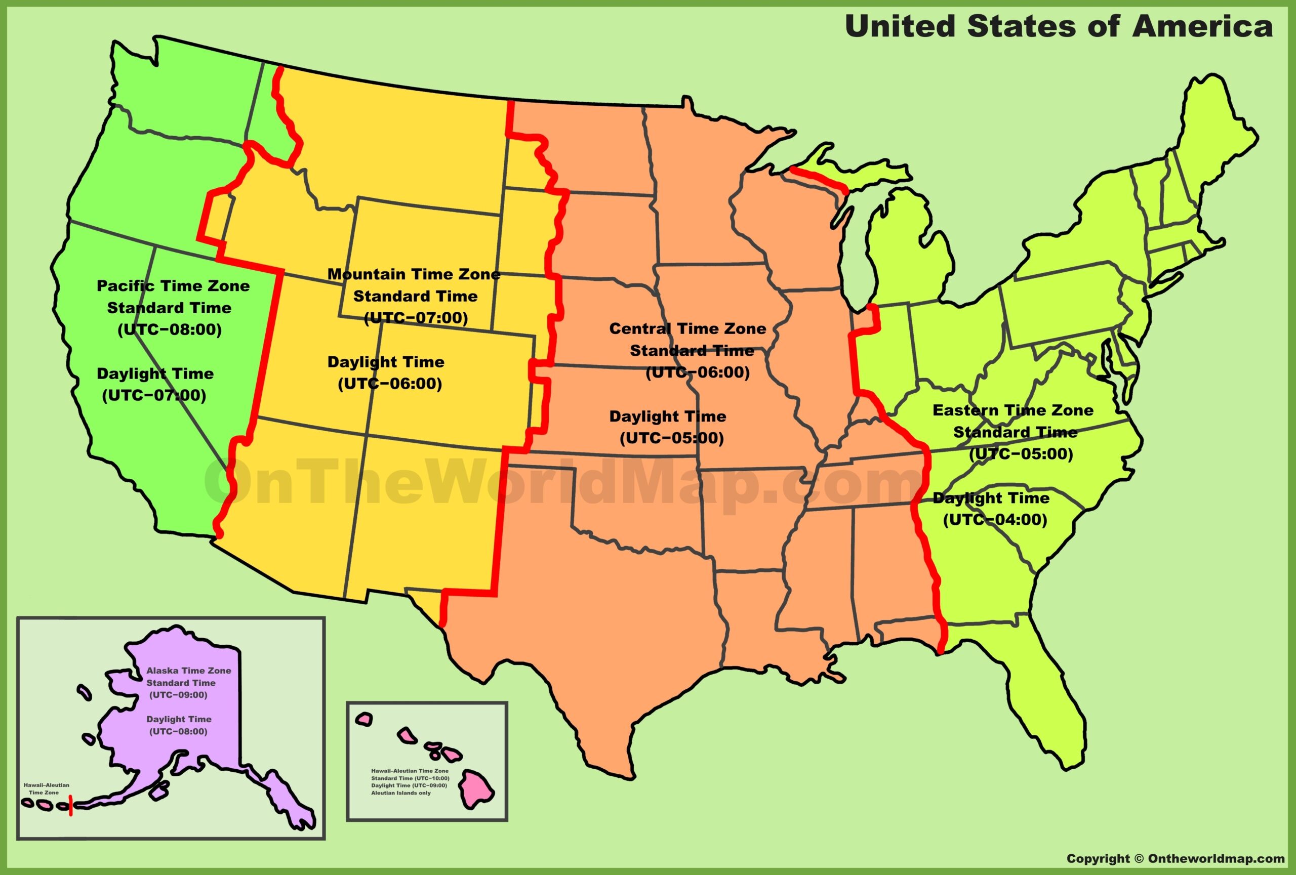Us Time Zone Map Printable