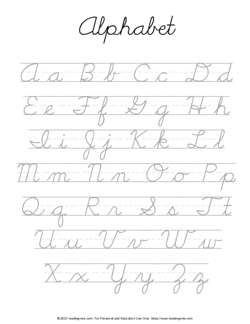 Cursive Writing Practice Sheets PDF ReadingVine Cursive Writing Practice Sheets PDF ReadingVine