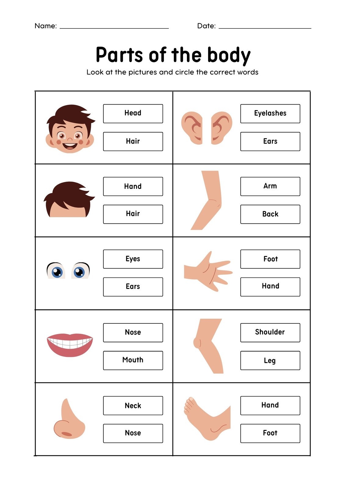 Customize 82 Body Parts Worksheets Templates Online Canva