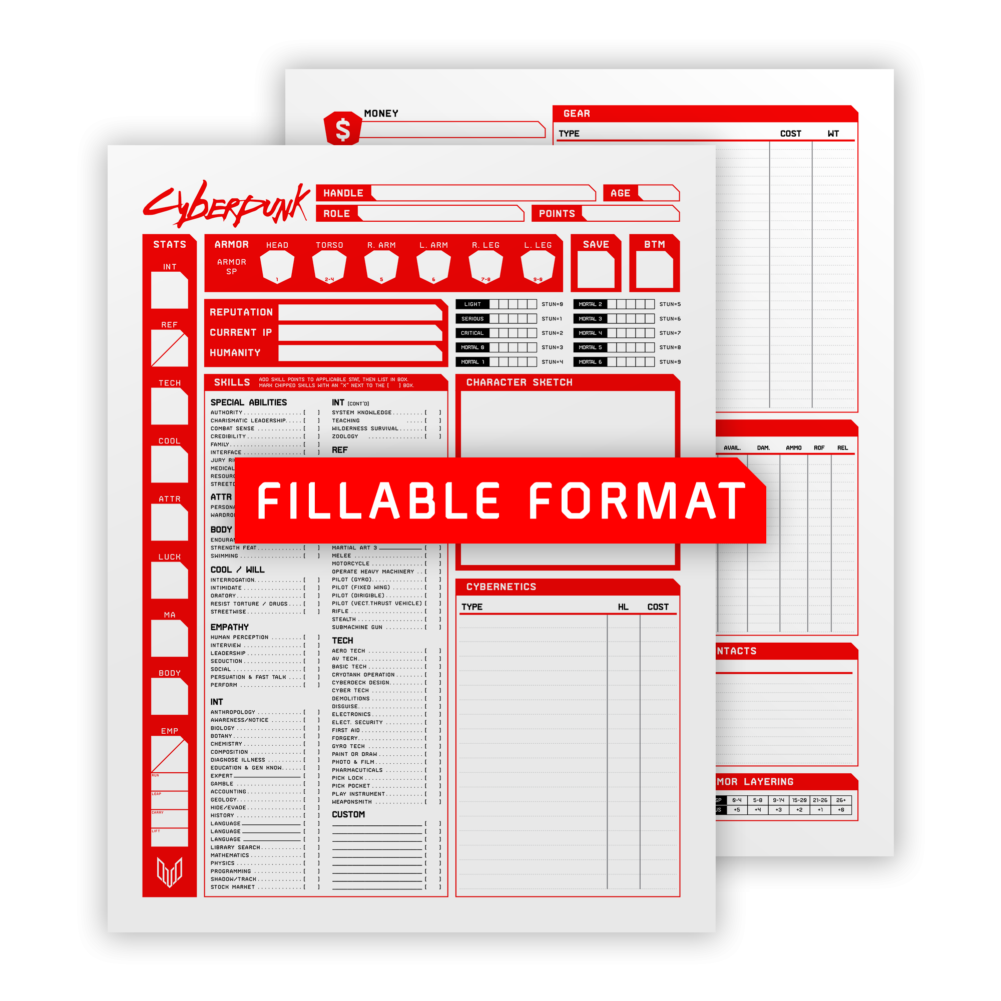 Cyberpunk Character Sheet Valency Graphics