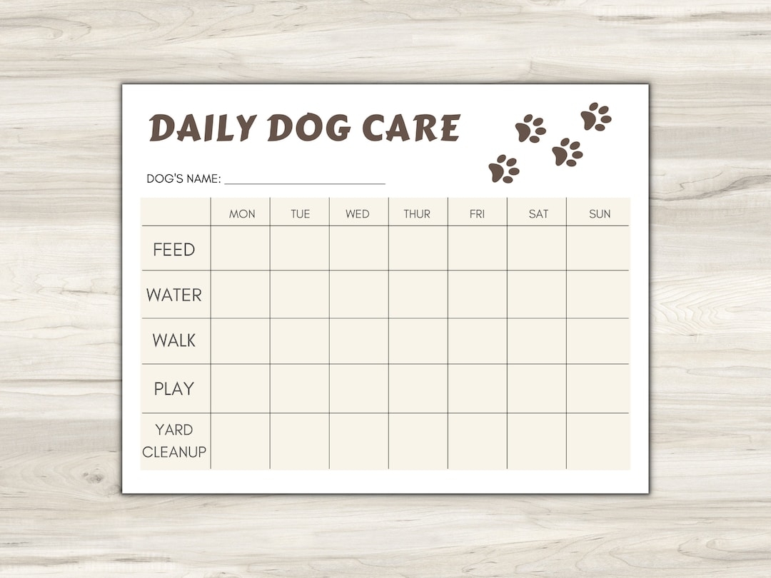 Daily Dog Care Chart Puppy Chore Tracker printable PDF Etsy