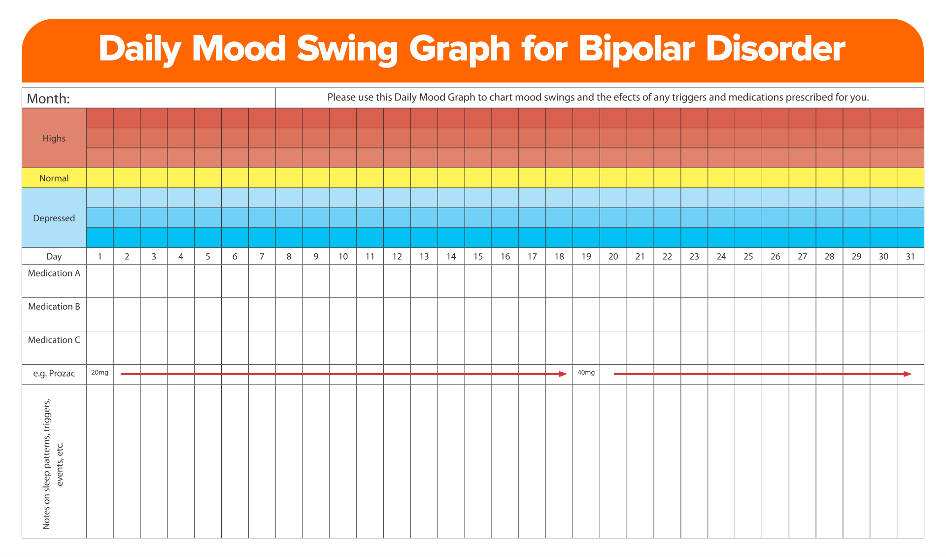 Mood Chart Bipolar Printable