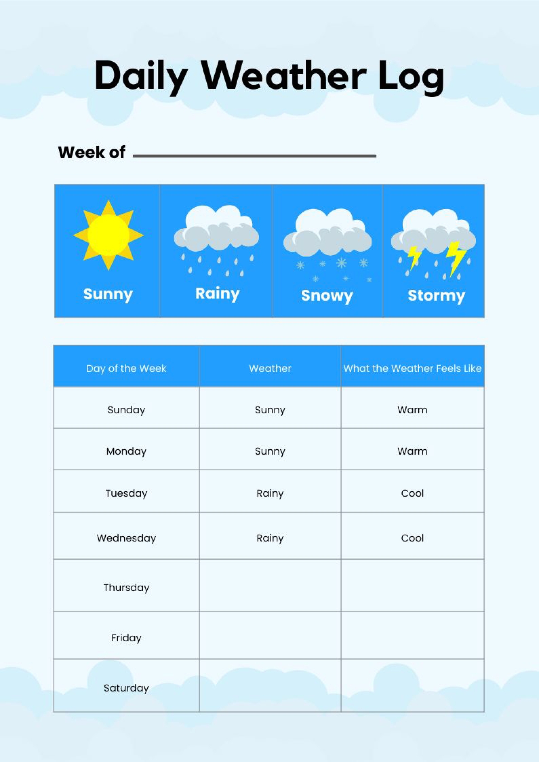 Printable Weather Chart