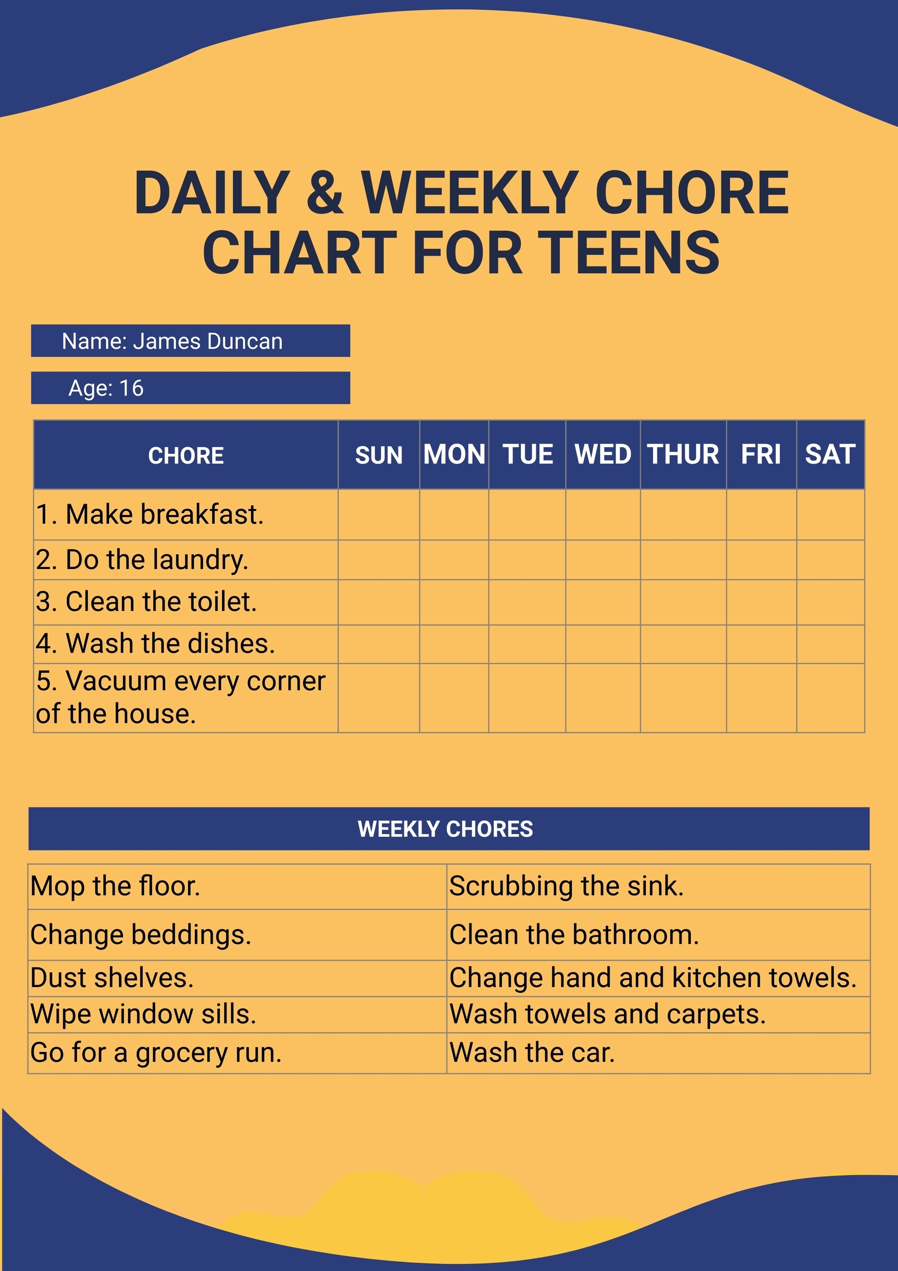 Teenage Chore Chart Printables Teenage Chore Chart Printables