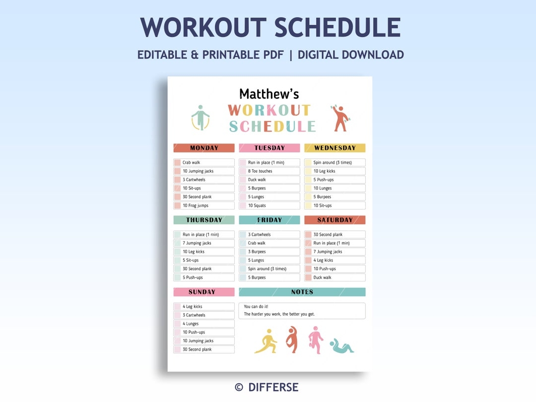 Daily Workout Printable Exercise Chart Daily Daily Workout Log Printable Exercise Planner