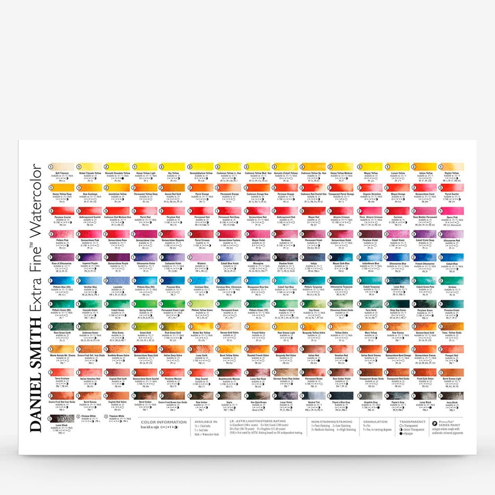 Daniel Smith Watercolor Printed Color Chart Jackson s Art