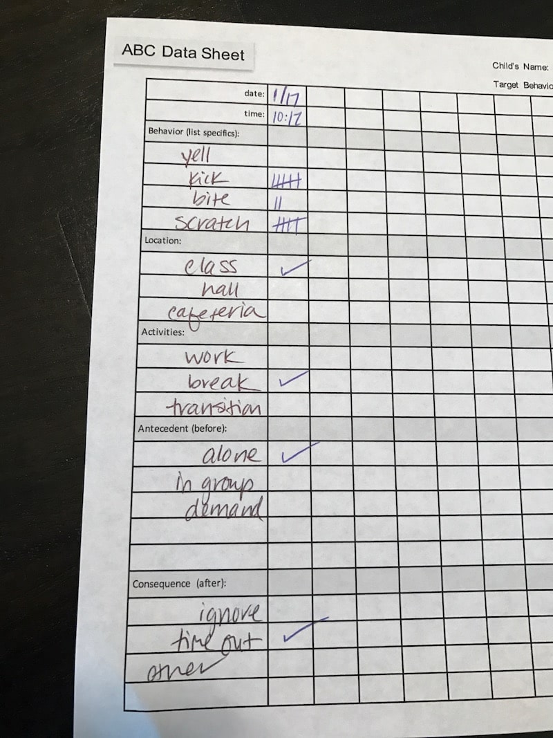 Printable Intervention Tracking Sheet