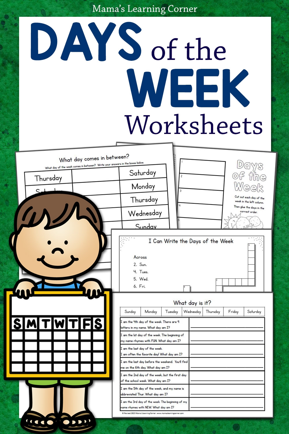 Days Of The Week Printables Mamas Learning Corner Days Of The Week Printables Mamas Learning Corner
