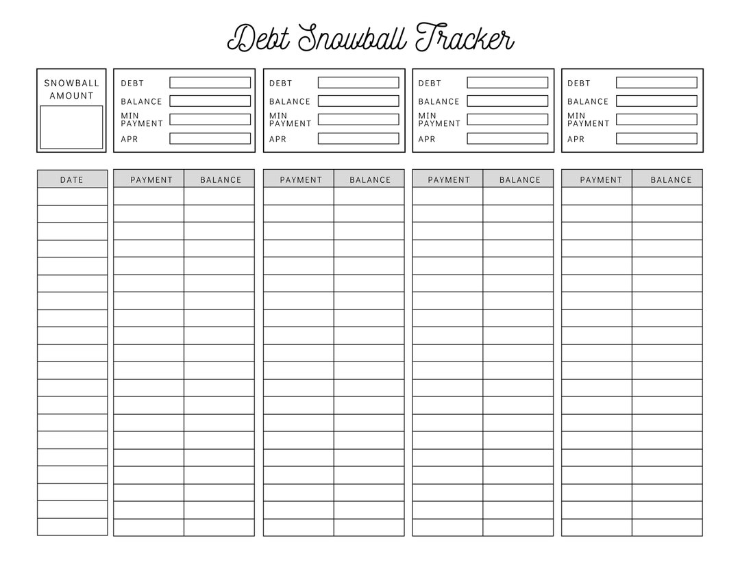 Debt Snowball Tracker Printable Debt Payment Worksheet Debt Payoff Progress Log Debt Free Goal Chart Instant Download Etsy Sweden