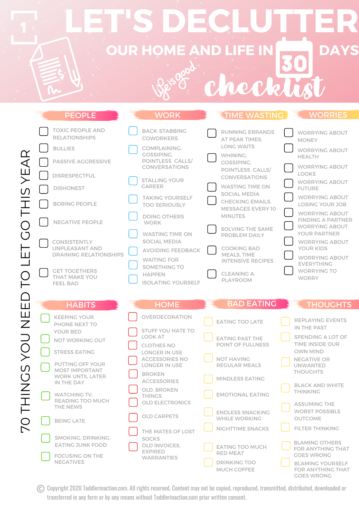 Decluttering Chart Printable