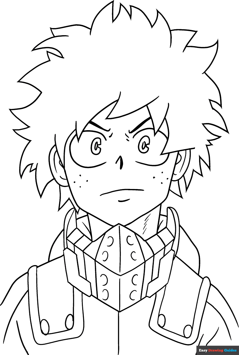 Deku From My Hero Academia Coloring Page Easy Drawing Guides