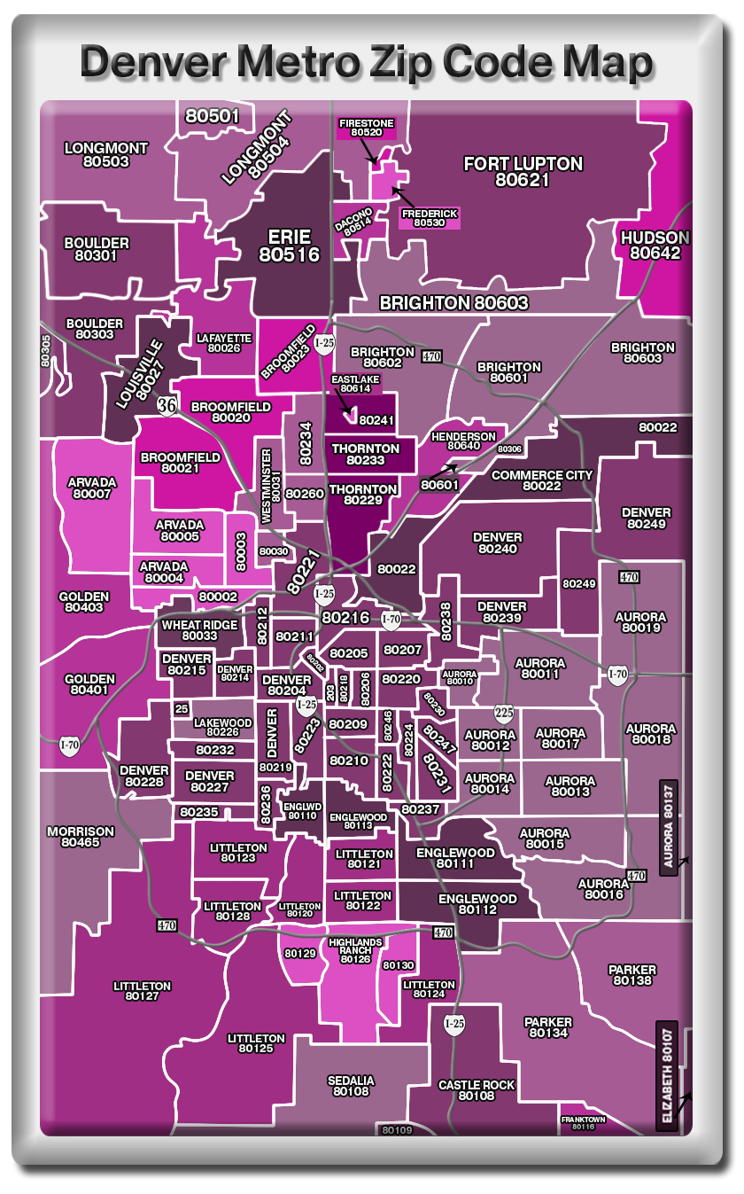 Denver Metro Zip Codes Map