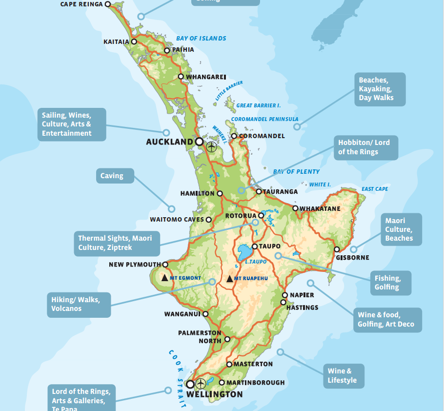 Printable Tourist Map Of New Zealand