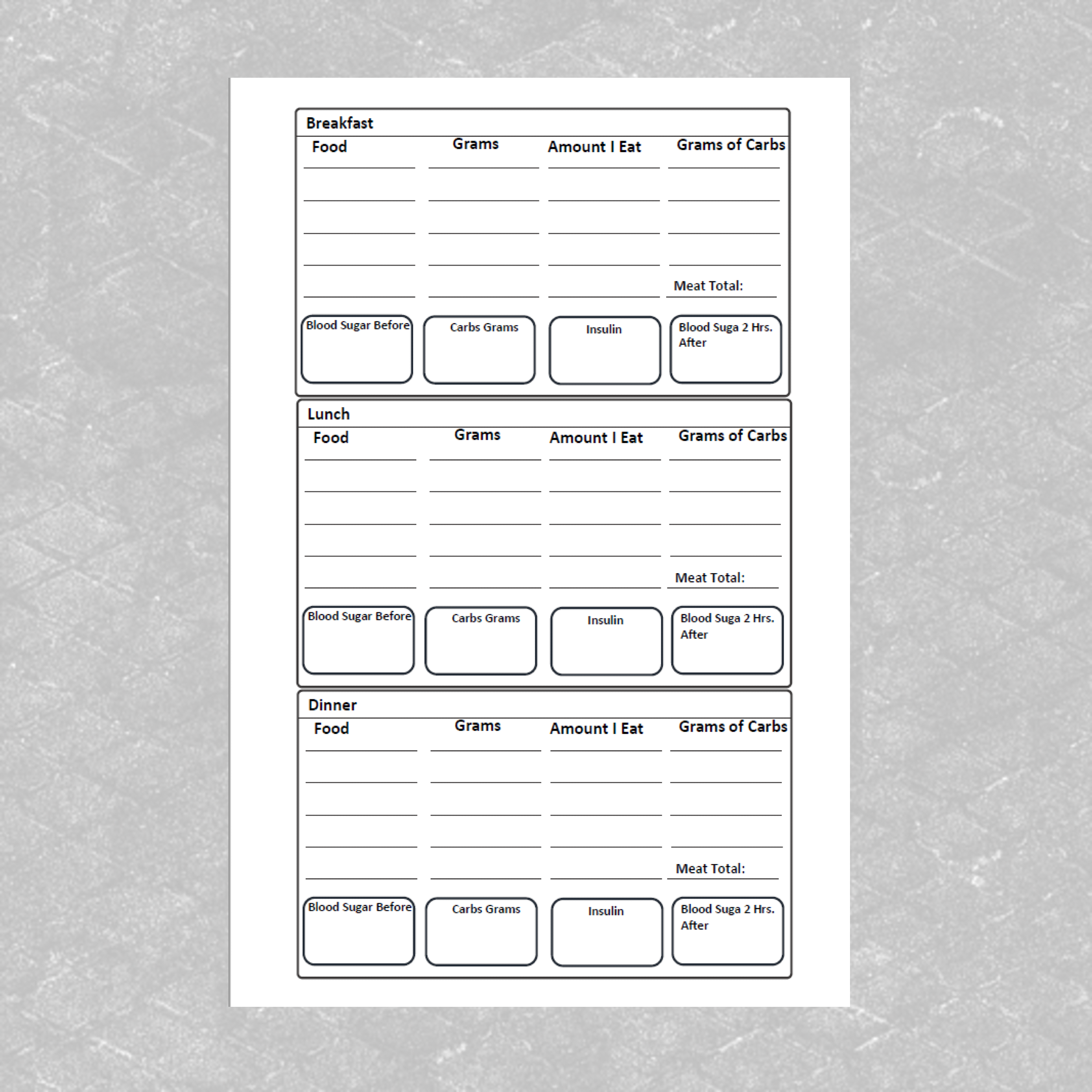Digital Download Diabetic Carb Counting Journal Diabetic Daily Carbs Carbs Count Journal Includes 1 Printable File In MS Word Doc And PDF File Formats Jeff Glass Creations Custom Webdesigns Custom T Shirt