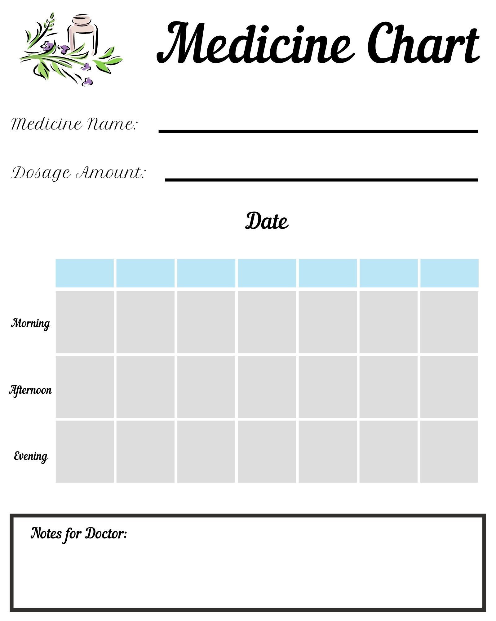 Digital Download Printable Medicine Chart Etsy Digital Download Printable Medicine Chart Etsy