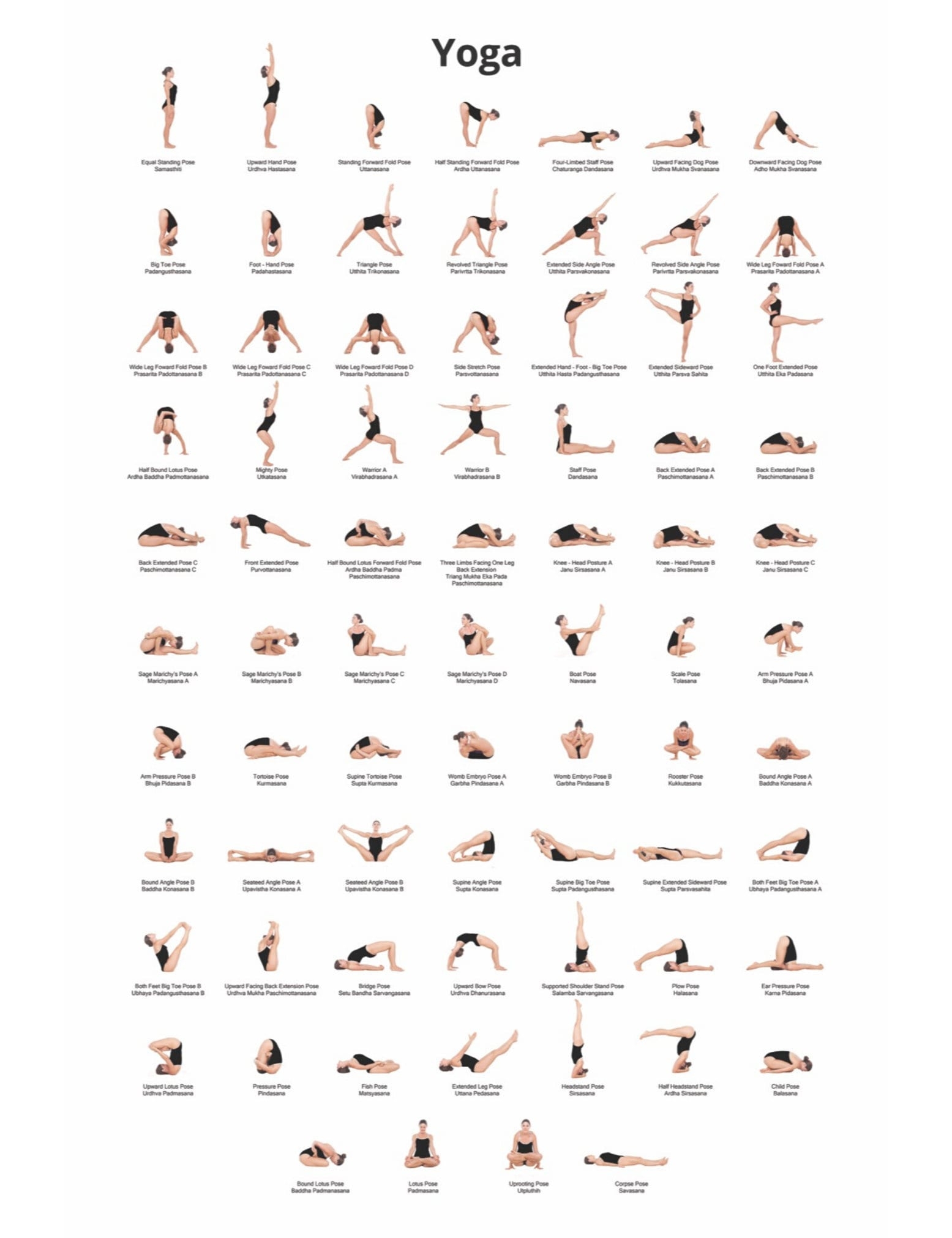 Yoga Pose Chart Printable