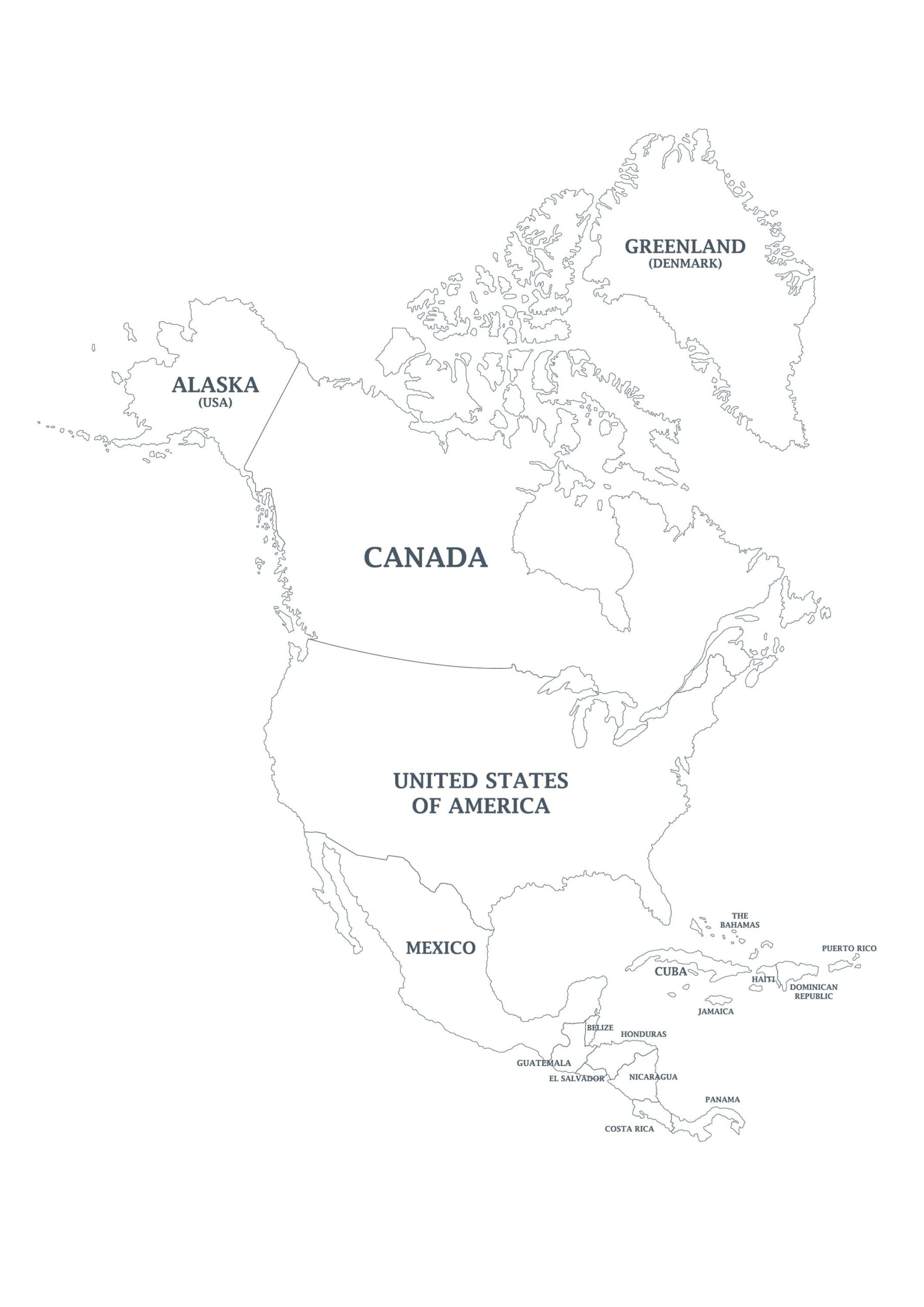 Digital North America Map Full Color With States Printable Poster Large Size And A4 PDF Screen View Size And Vector Illustrator Editable Etsy