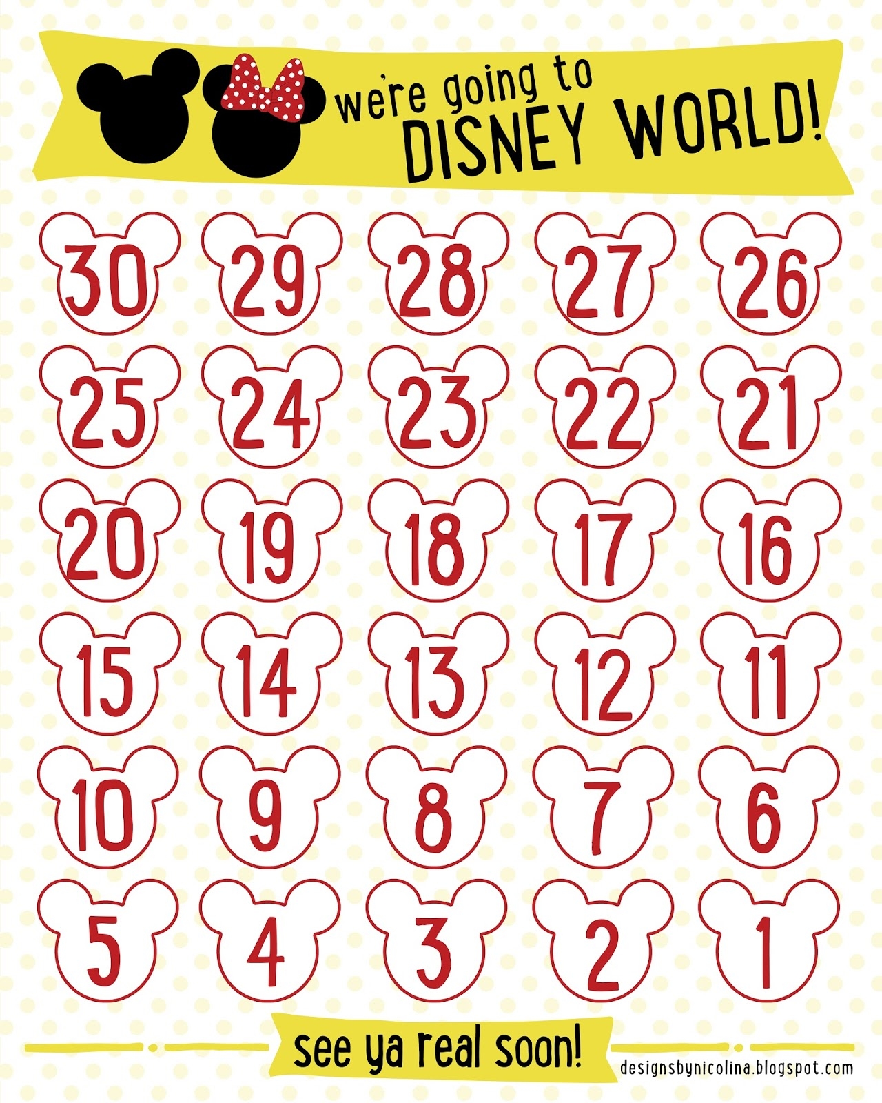 DISNEY COUNTDOWN FREE PRINTABLE Nicolina