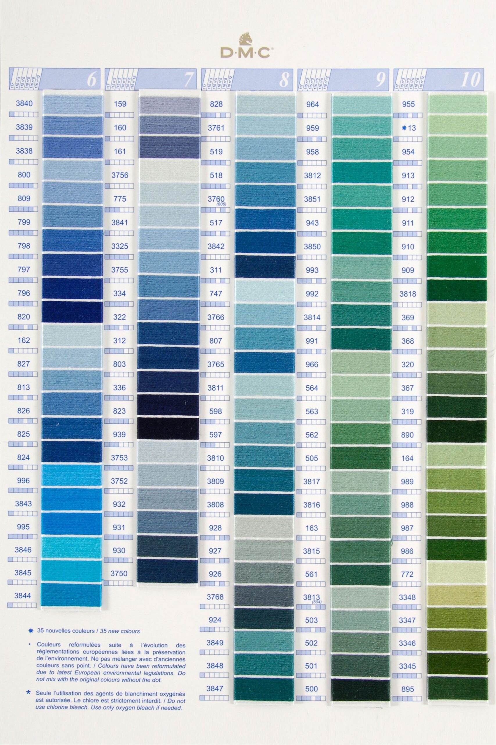 DMC Stranded Cotton Colour Chart Shade Card Stitchtastic