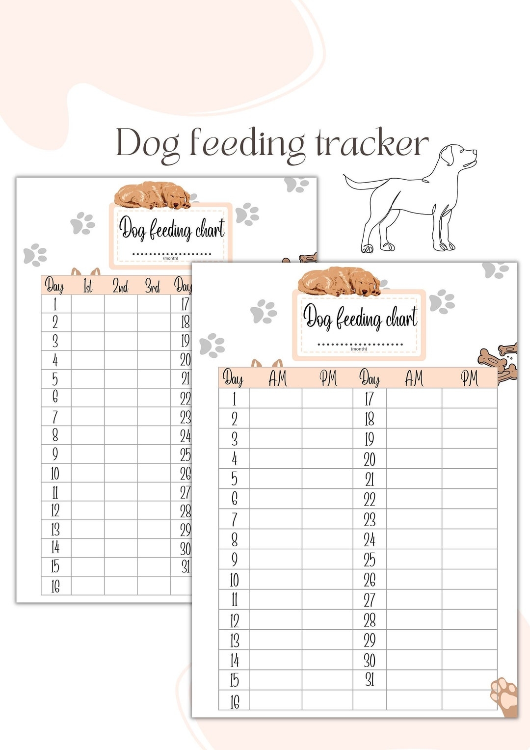 Dog Feeding Chart Printable