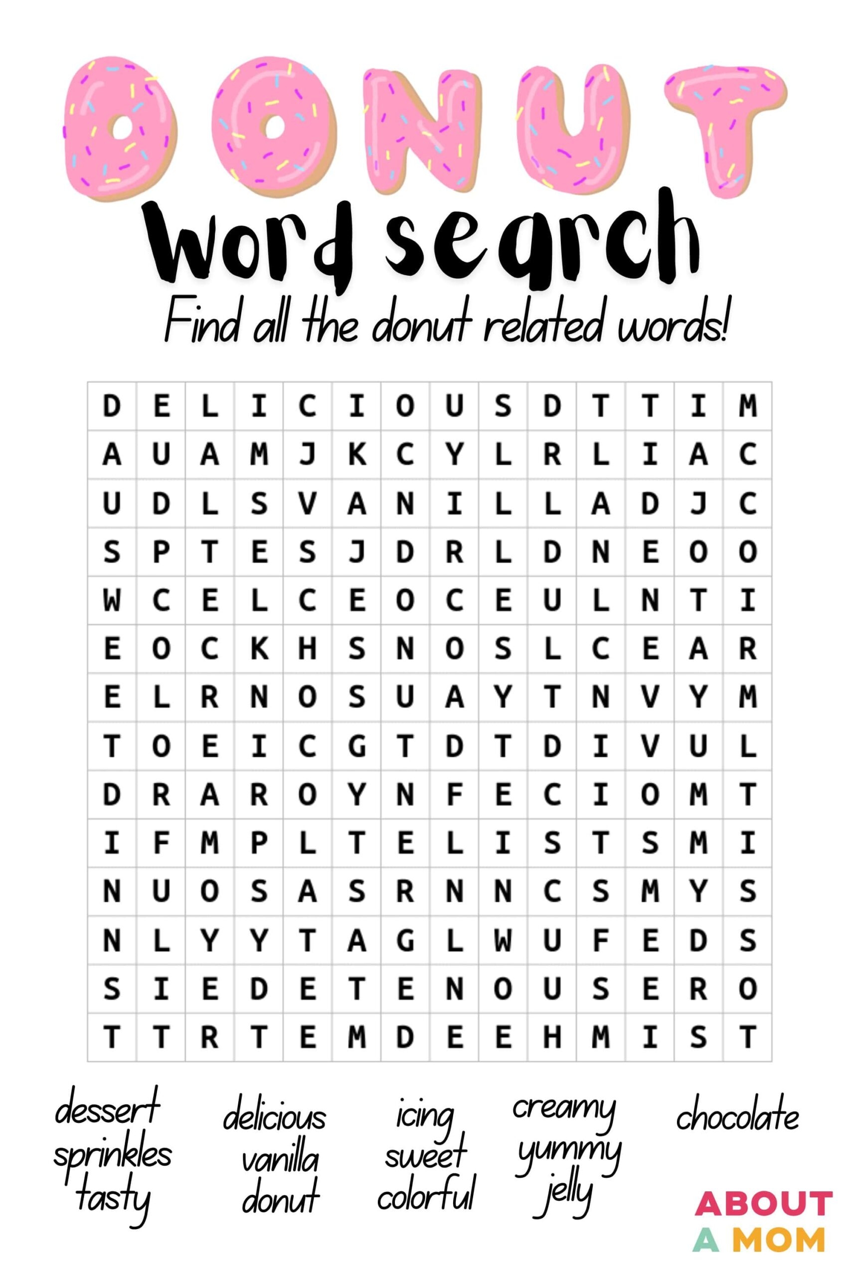 Donut Printable Activity Book About A Mom