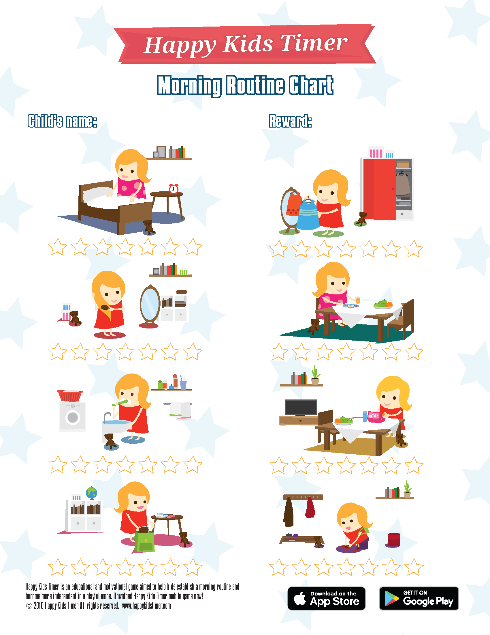 Kids Chart For Morning Routine Printable