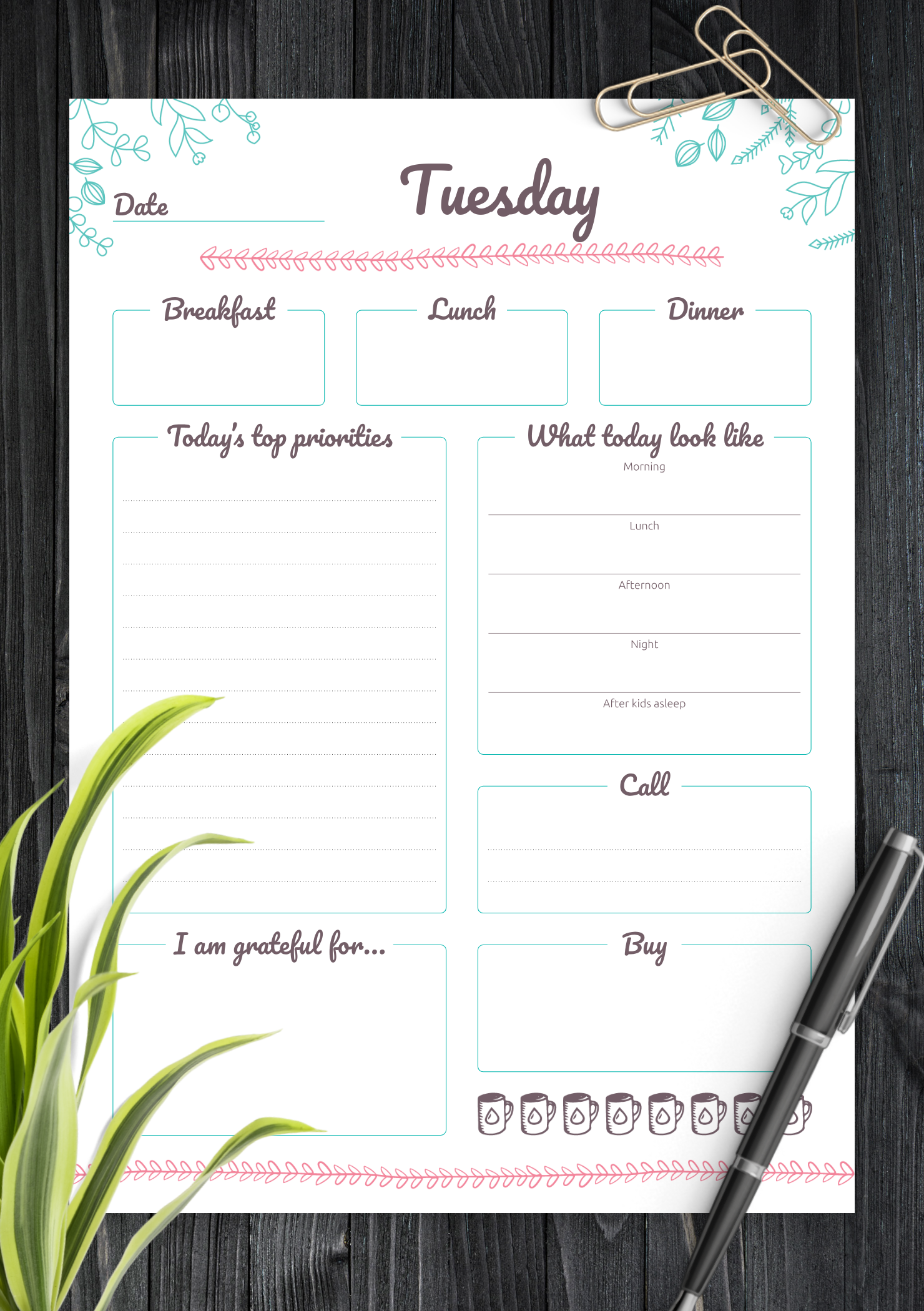 7 Day Printable Weekly Calendar