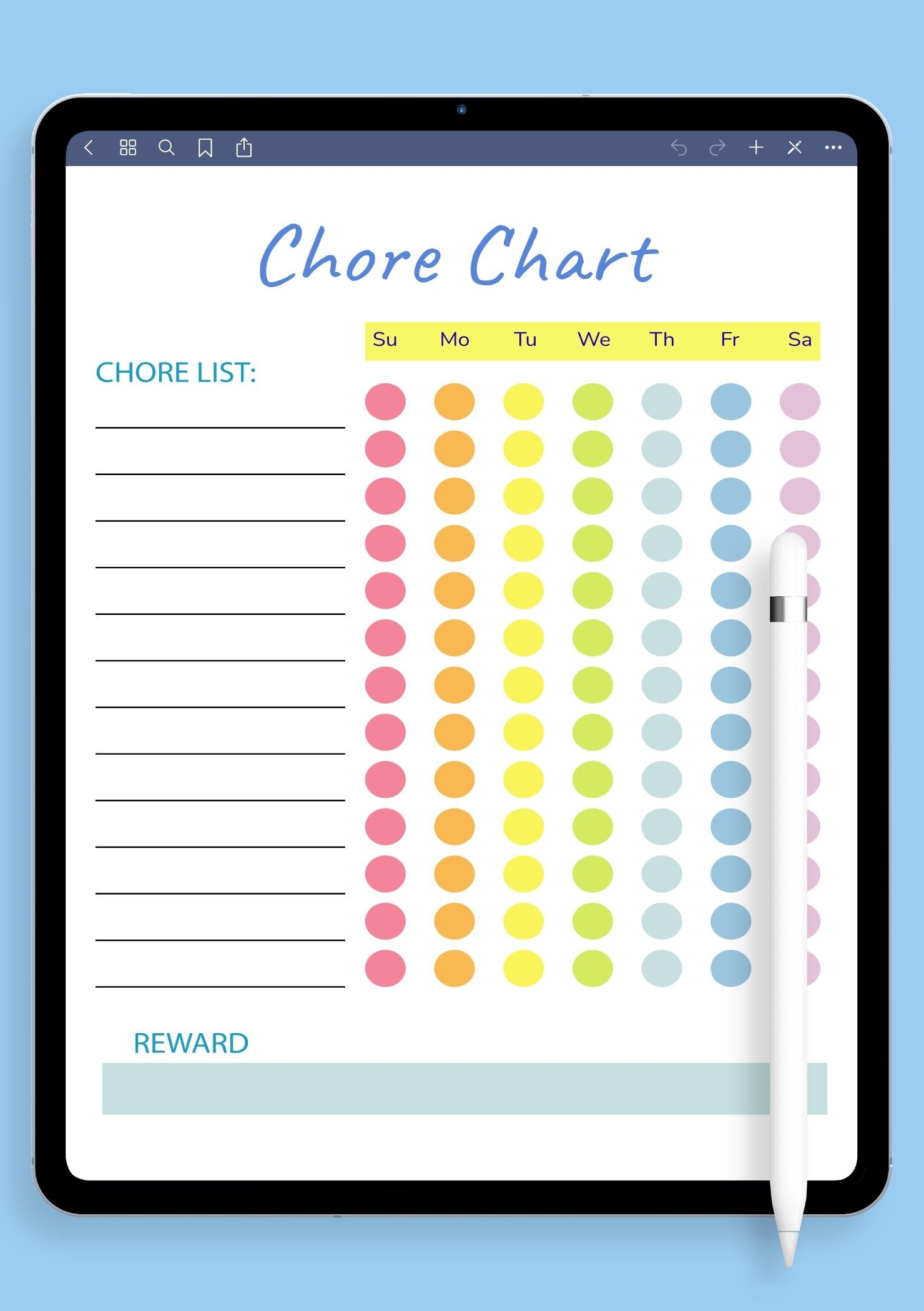 Download Printable Colored Weekly Chore Chart Template PDF Download Printable Colored Weekly Chore Chart Template PDF