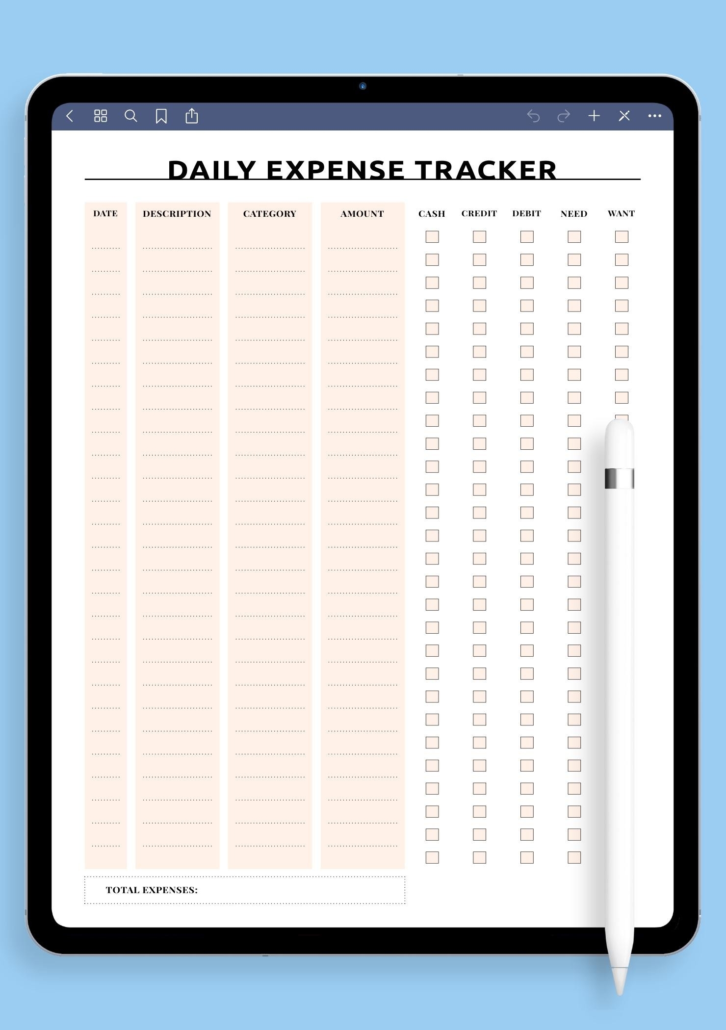 Download Printable Everyday Expense Tracker PDF