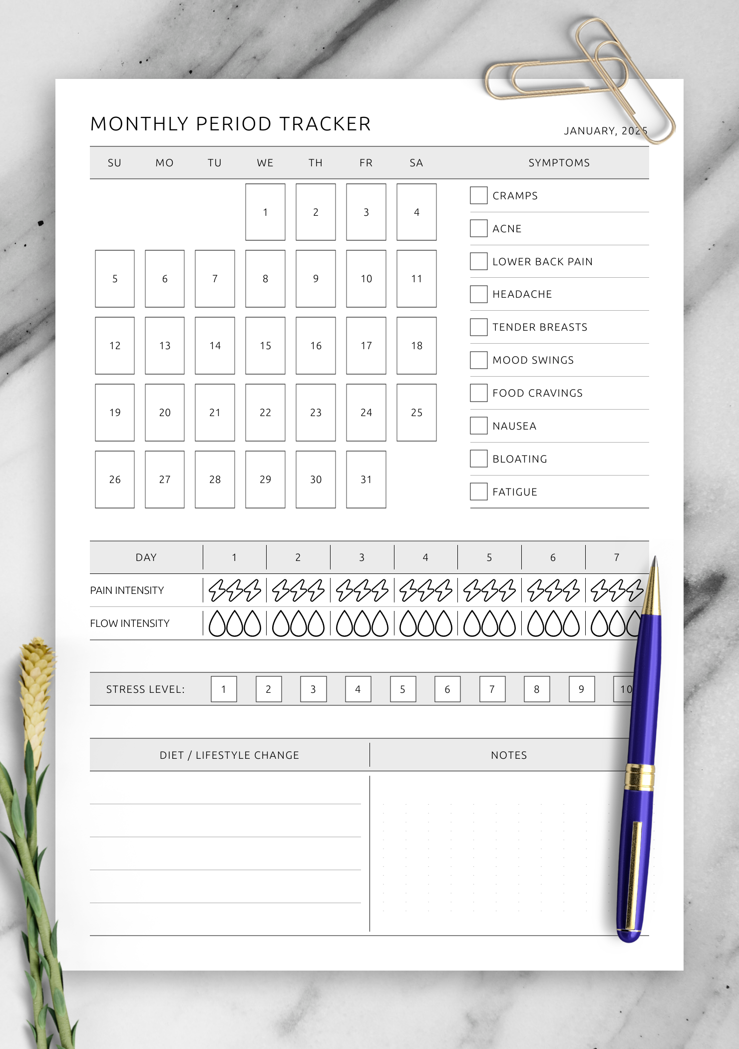 Free Printable Menstrual Calendar