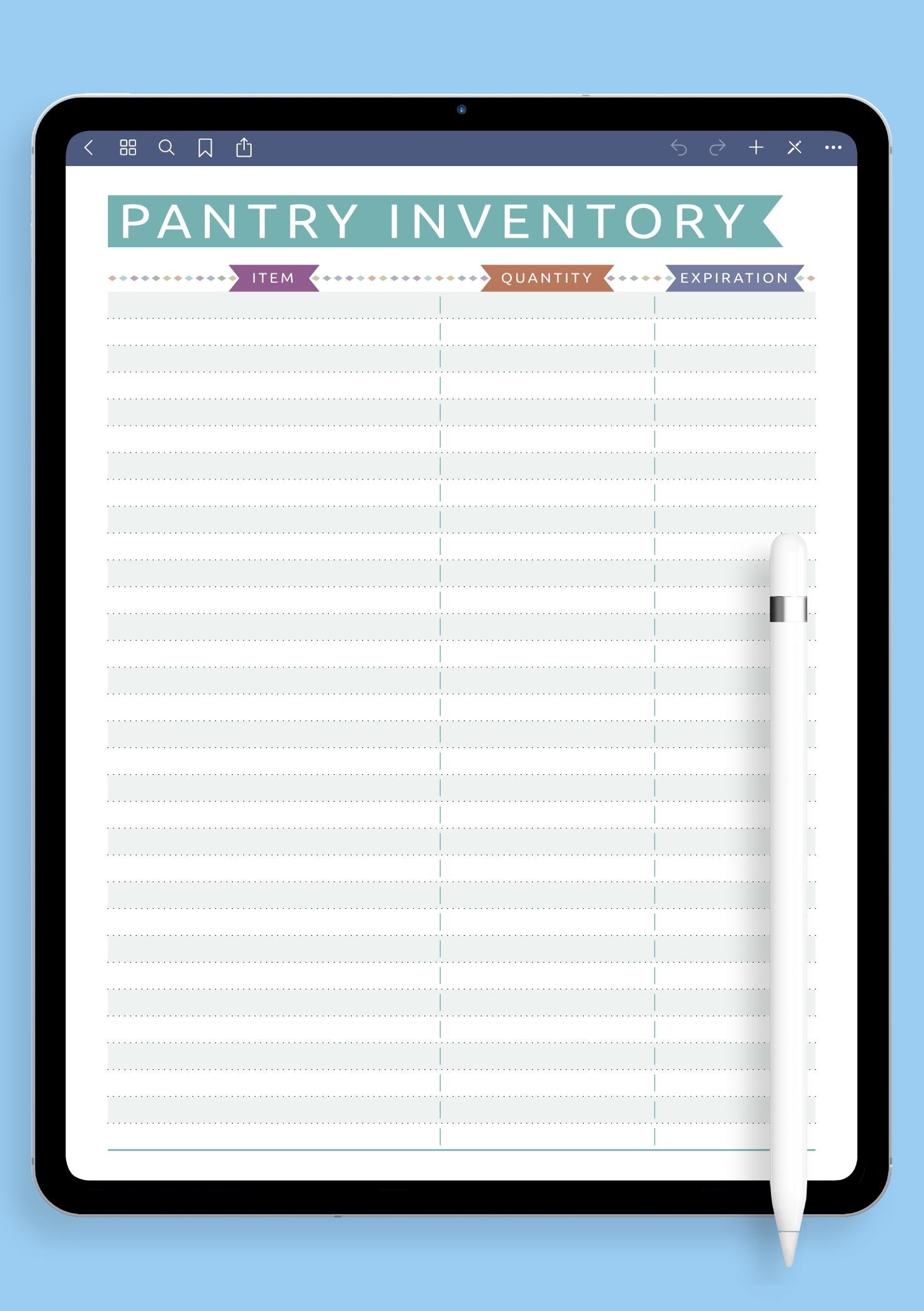Download Printable Pantry Inventory Casual Style PDF