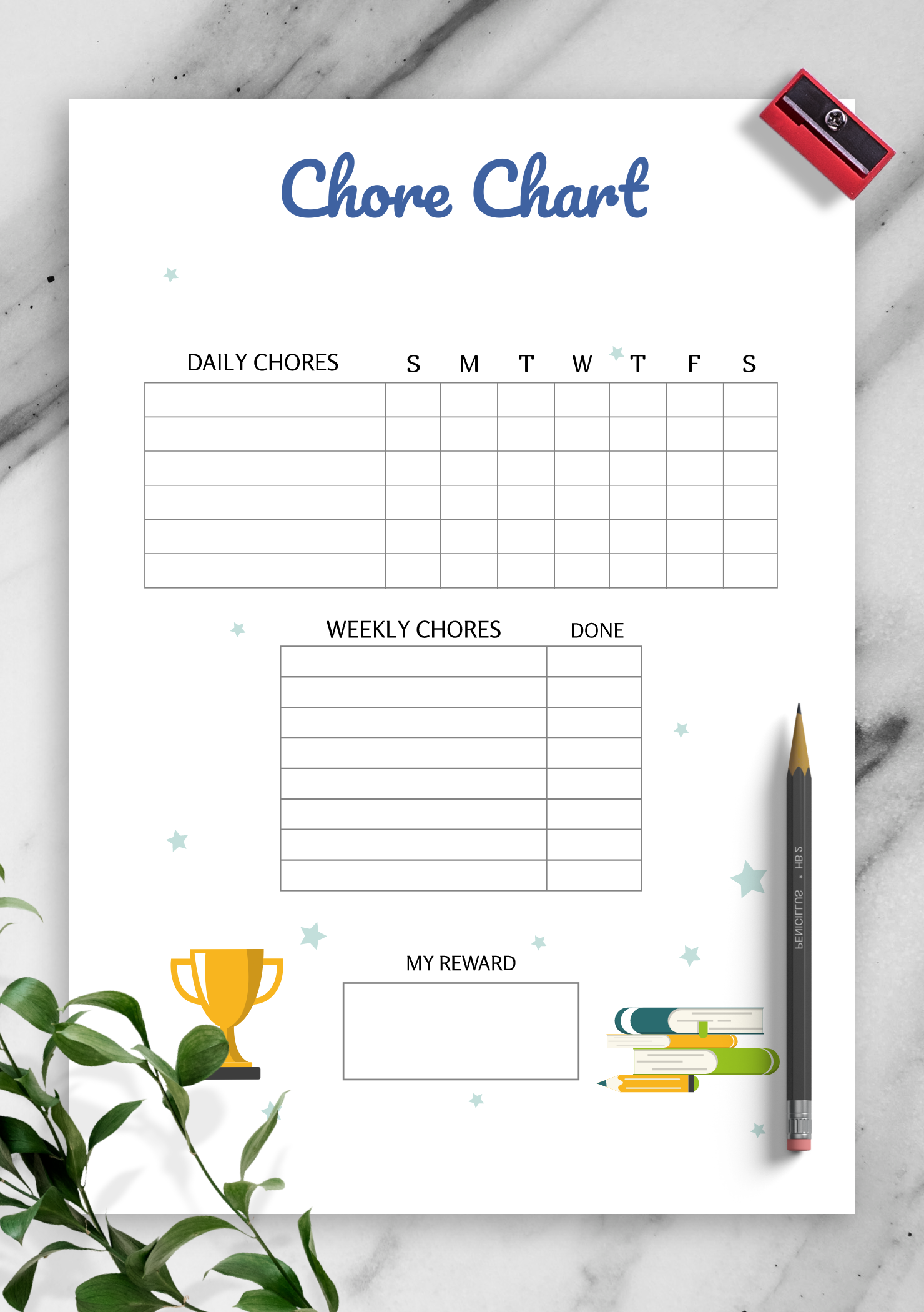 Download Printable Reward Chore Chart Template PDF