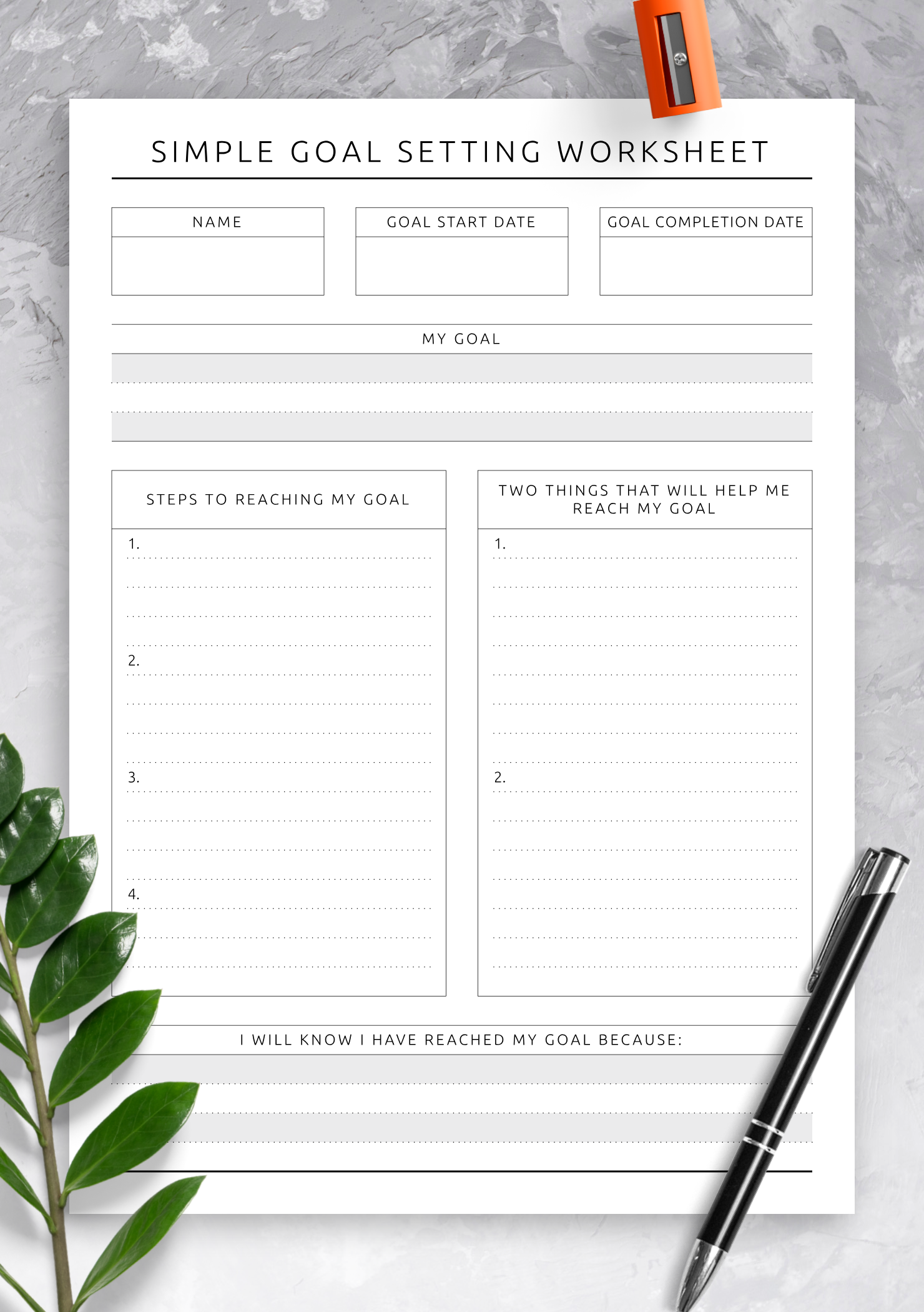 Printable Goal Setting Sheets