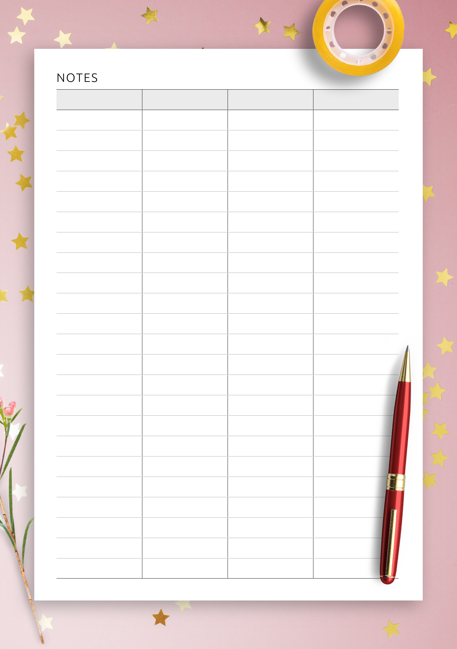 Printable 6 Column Chart Template Printable 6 Column Chart Template
