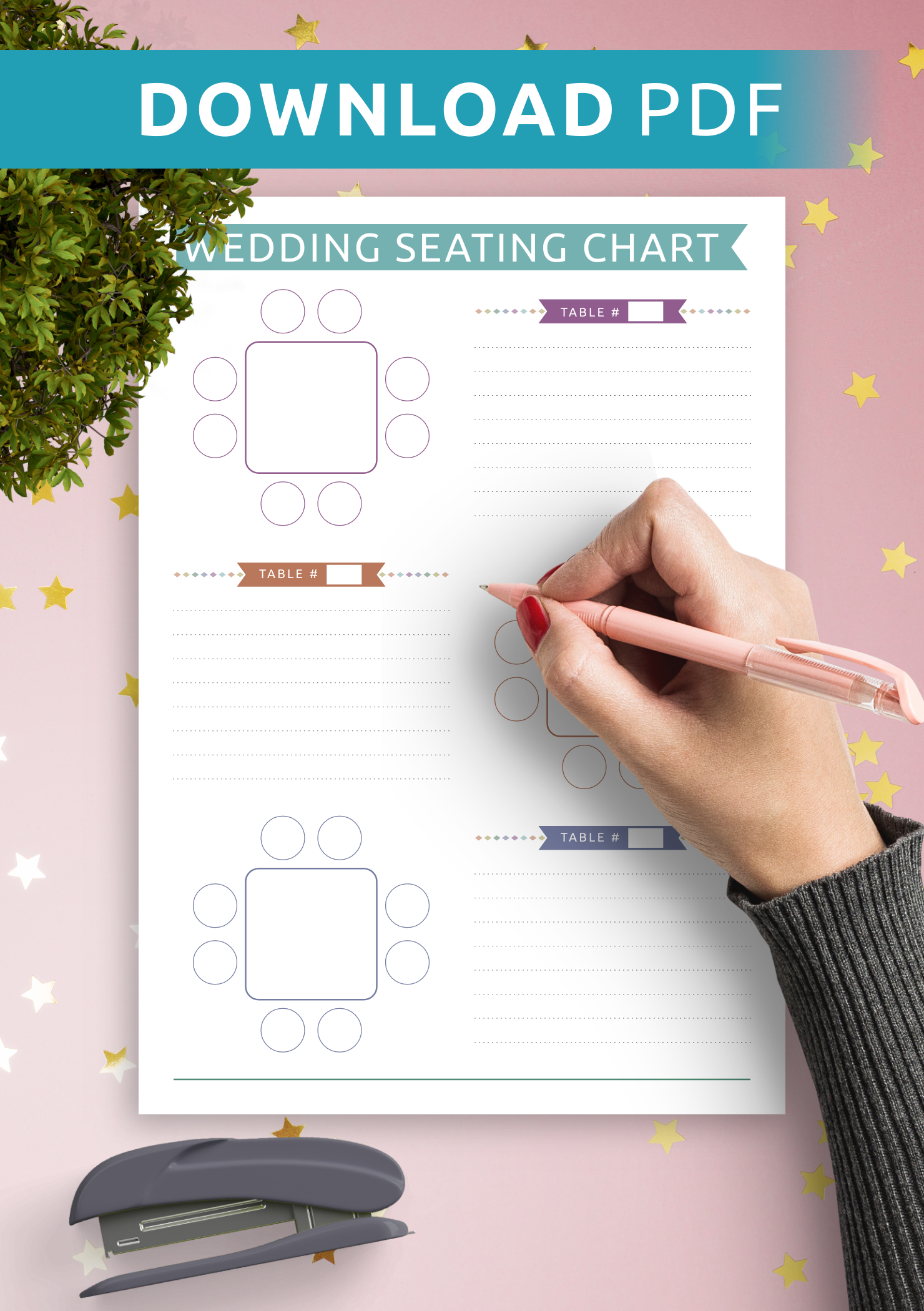 Free Printable Wedding Table Charts