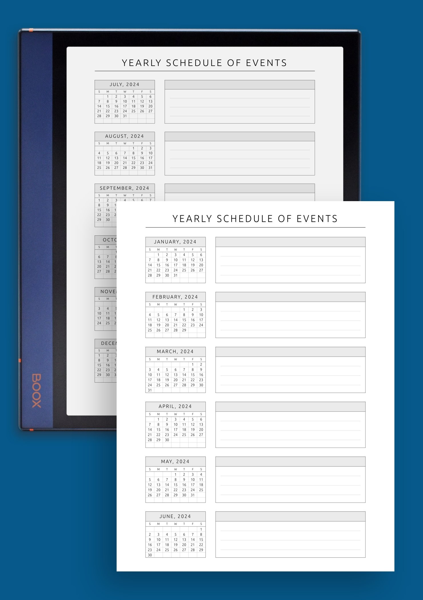 Download Printable Yearly Schedule Of Events Template PDF