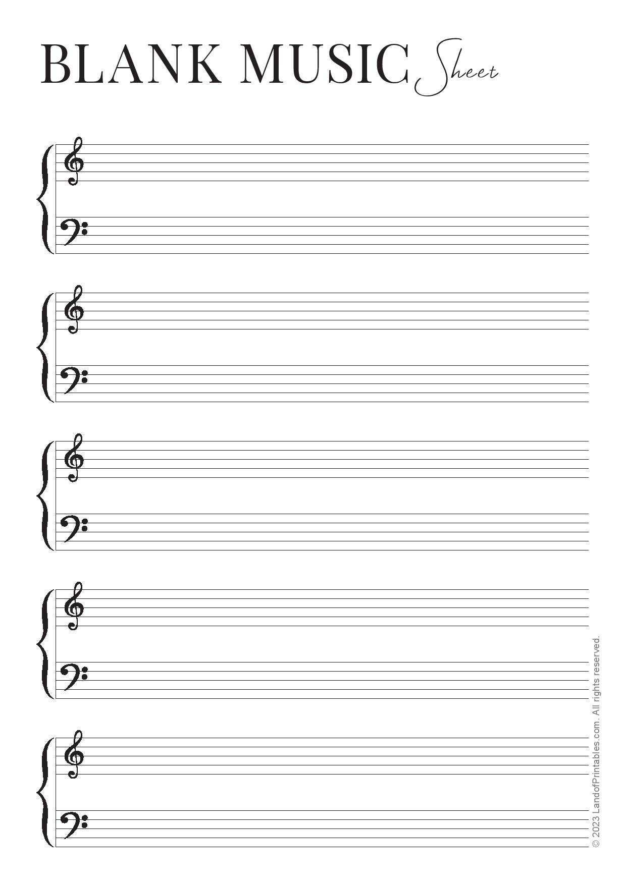 Blank Sheet Music Paper Printable