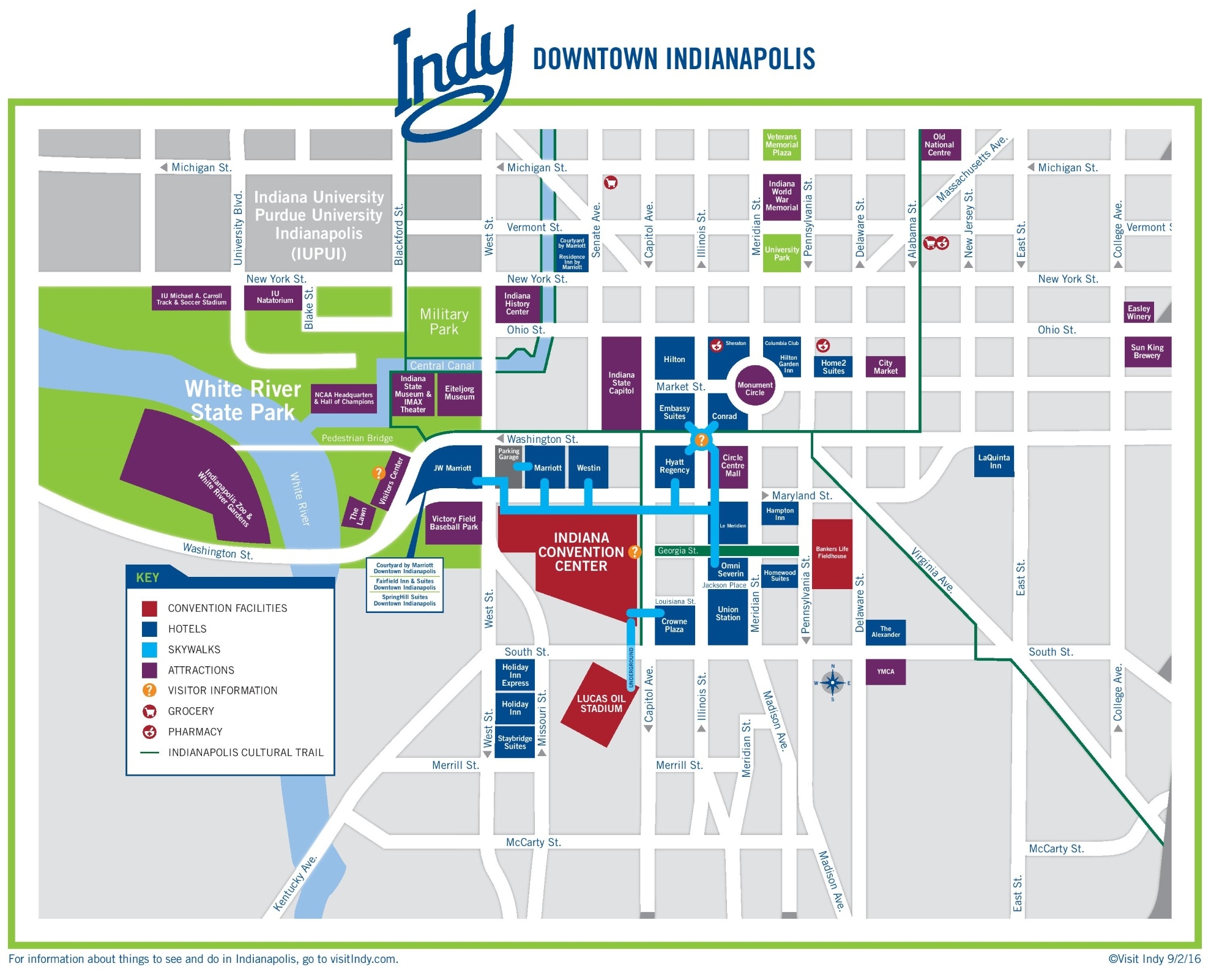 Downtown Indianapolis Map Ontheworldmap