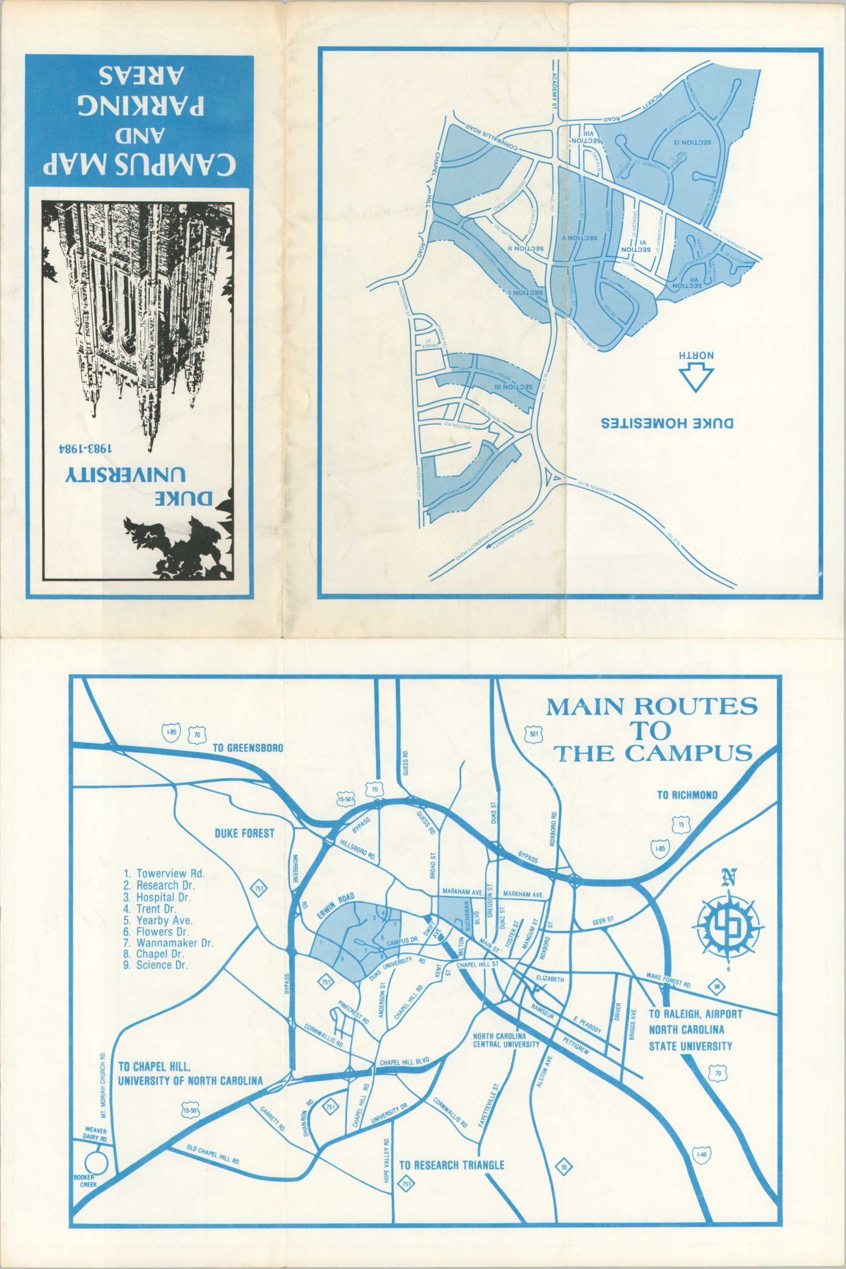 Duke University Campus Map Simple Campus Plan Of Duke University From The Early 1980s By Duke University Fine 1983 Curtis Wright Maps