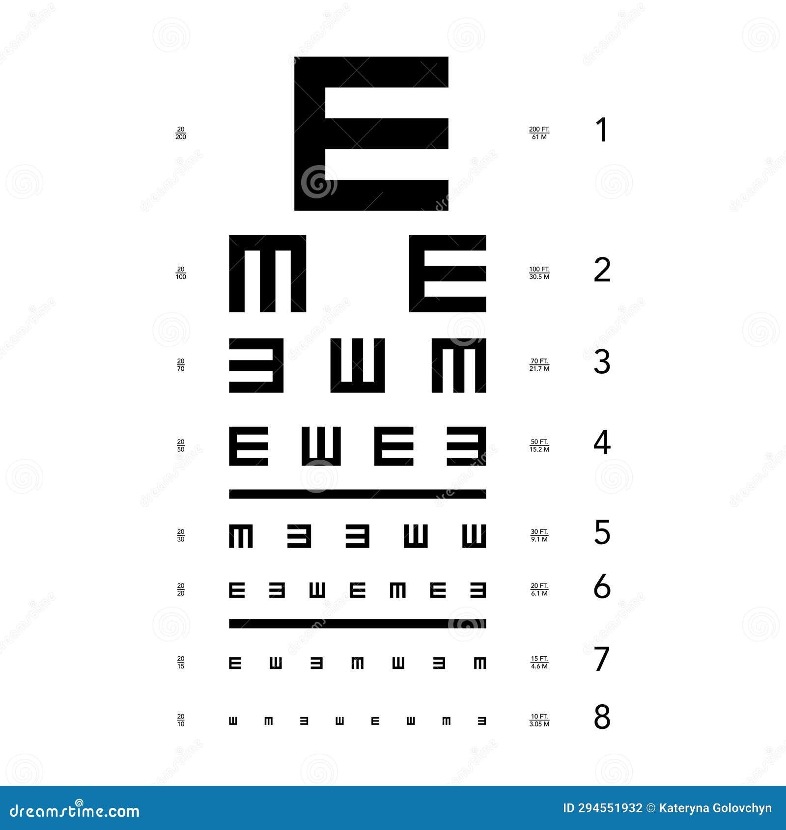 E Chart Eye Test Chart Tumbling Medical Illustration Line Vector Sketch Style Outline Isolated On White Background Stock Vector Illustration Of Table Ophthalmology 294551932