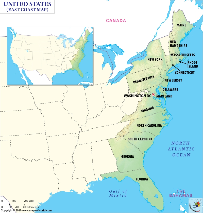 East Coast USA Map Geographic Features And Cities East Coast USA Map Geographic Features And Cities
