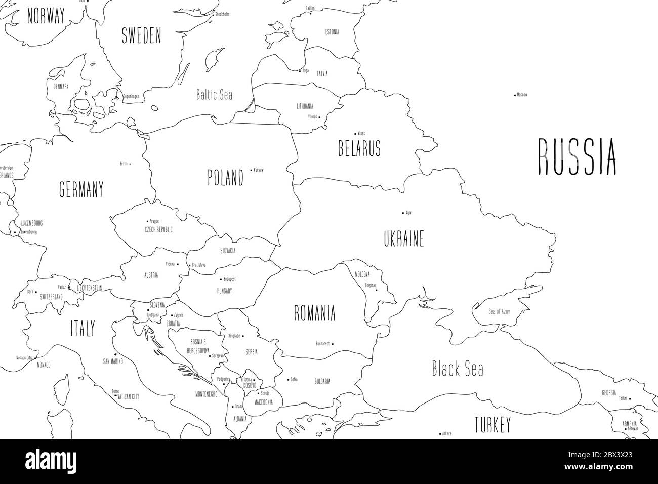 Eastern Europe Map Black And White Stock Photos Images Alamy