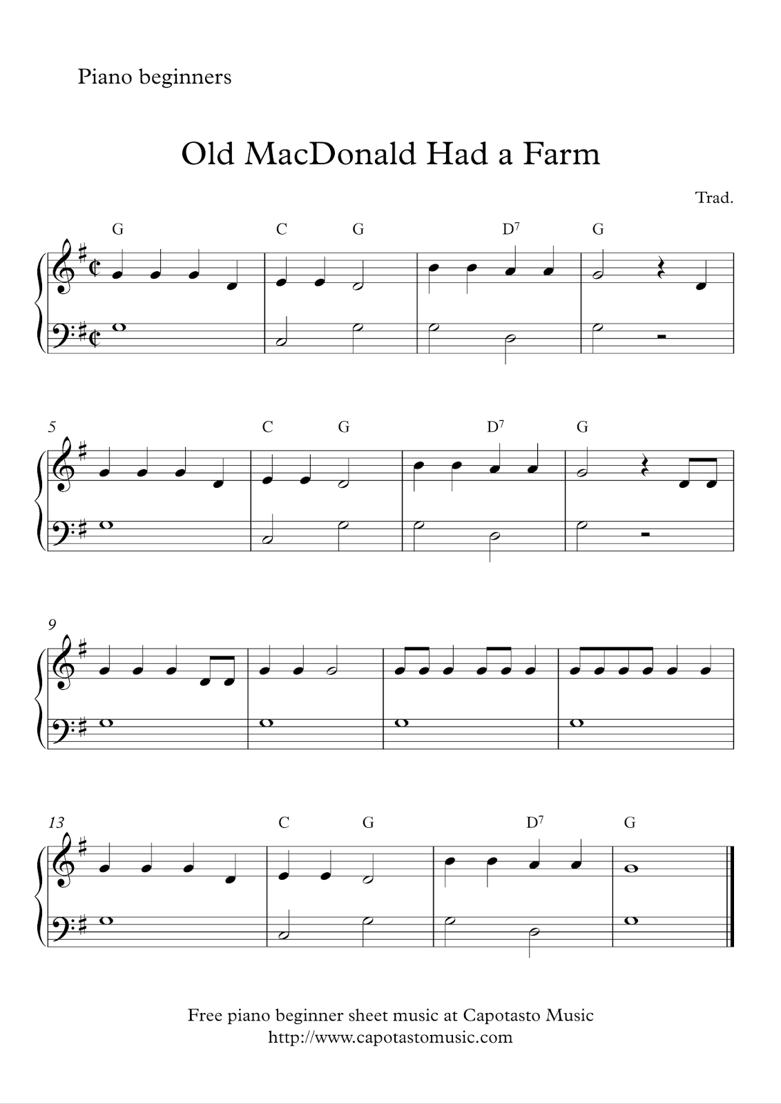 Printable Piano Sheet